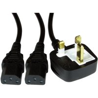 TARGET UK Mains to 2 x IEC Kettle 1.8m Black OEM Power Splitter Cable