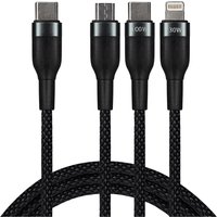 Maplin USB-C to 3 in 1 Multi Charging Cable Braided USB-C/ Lightning /
