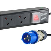 Cablenet 8 Way UK Horizontal 1u PDU with 16Amp Commando 3m Feed