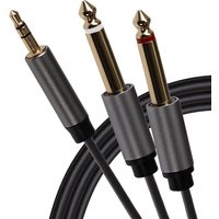 ProSound Twin 1/4" 6.35mm 2 Pole Jack Plugs to Single 3.5mm 3 Pol