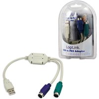 LogiLink Adapter USB - 2x PS/2 PS/2 cable 0.2 m 2x 6-p Mini-DIN USB A