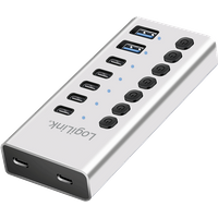 LogiLink USB 3.1 Hub. 7-port . 2x USB-A. 5x USB-C. w/ switches. alumin