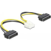 DeLOCK Power cable 2 x 15 pin SATA plug to 8 pin EPS male 15 cm