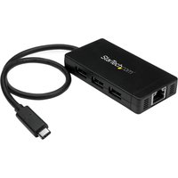 StarTech.com 3-Port USB 3.0 Hub plus Gigabit Ethernet - USB-C - Includ