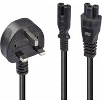 Lindy 2.5m UK 3 Pin Plug to IEC C5 & IEC C7 Splitter Extension Cab
