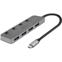 Lindy 4 Port Usb 3.2 Type C Hub With On/Off Switches