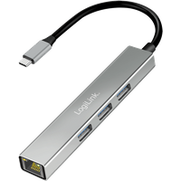 LogiLink USB 3.2 Gen1 Hub. 3-port. USB-C. with Gigabit Ethernet. alumi
