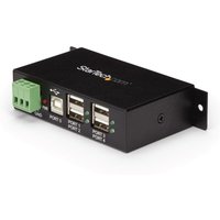 StarTech.com 4-Port USB 2.0 Hub - Metal Industrial USB-A Hub - Din Rai