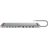 LogiLink USB 3.2 Gen2 Docking Station. USB-C. 12-Port. PD. silver