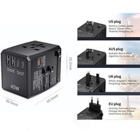 FDL 5 PORT USB TRAVEL CHARGER 1+2 USB-C PD & 2 USB-A QC3 - 45W