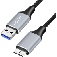 LogiLink USB 3.0 cable. A/M to Micro-USB/M. 5 Gbps. nylon. metal. blac
