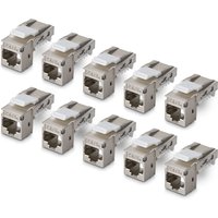 Shielded Cat6a Keystone Jack. 10 Pack RJ45 Ethernet Keyst
