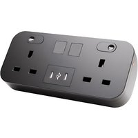 POWERDATA BLACK DESKTOP 2X POWER. 2X MS - DUAL USB C CHARGER - 65W