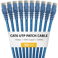 StarTech.com 50cm Blue Cat6 Ethernet Cable. 10 Pack. Snagless. 100W Po