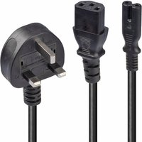 Lindy 2.5m UK 3 Pin Plug to IEC C13 and IEC C7 Splitter Extension Cabl