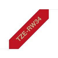 Brother TZE-RW34 DirectLabel gold on red non adhesive textil 12mm x 4m