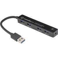 connektgear 4 Port USB 3 Type A Hub - with UK Power Supply - Black