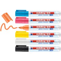 Edding 95 Glass marker 6 pc(s) Bullet tip Black. Blue. Orange. Pink. W