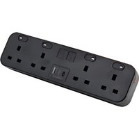 POWERDATA BLACK DESKTOP 4X POWER. 2X MS - DUAL USB A&C CHARGER - 1