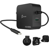 j5create 102W GaN PD USB-C 2-Port Charger with Changeable AC Plugs