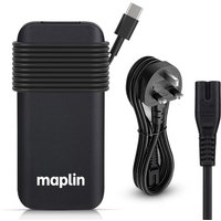 Maplin 100W USB-C Laptop Charger Power Supply with 1x USB-A 2.4A PD Po