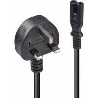 Lindy 2m UK 3 Pin Plug To IEC C7 Mains Power Cable. Black