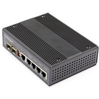 StarTech.com Industrial 6 Port Gigabit Ethernet Switch - 4 PoE RJ45 +2