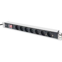 Digitus aluminum outlet strip with switch. 7 safety outlets. 2 m suppl