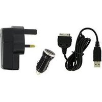 B-Tech Kit Apple 30pin 3in1 Mains In Car USB Charger