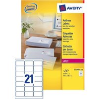 Avery L7160-250 addressing label Self-adhesive label White