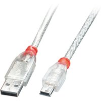 Lindy 2m USB 2.0 Cable - Type A to Mini-B. Transparent