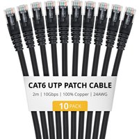 StarTech.com 2m Black Cat6 Ethernet Cable. 10 Pack. Snagless. 100W PoE