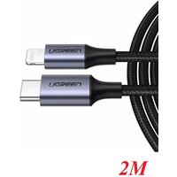Ugreen 60761 mobile phone cable Black 2 m USB C Lightning