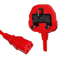 FDL 2M 13A UK MAINS PLUG TO IEC C13 SOCKET - 1.0mm / 10A / RED