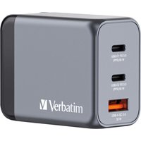 Verbatim GNC-65 GaN Charger 65W with 2 x USB-C PD 65W / 1 x USB-A QC 3