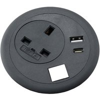 POWERDATA COMBO BLACK 80MM UK POWER - DUAL A&C USB - + EMPTY SLOT