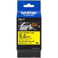Brother HSE-611E Heat Shrink Tubes black on yellow 5.2mm x 1.5m for Br