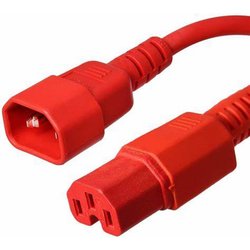 Fdl 1M Iec Mains Ext. Cable - C14 Plug To C15 (Hot) Skt - Red