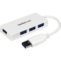StarTech.com Portable 4 Port SuperSpeed Mini USB 3.0 Hub - White~Porta