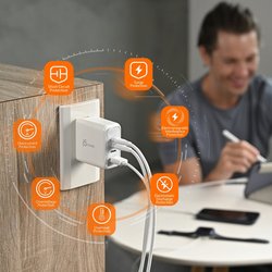 J5Create JUP4370 70W Gan USB-CĀ® 4-Port Charger