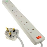 FDL 6 WAY SURGE PROTECTED MAINS GANG SOCKET STRIP - 2M