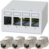LogiLink Patch panel 4 port with 4 Cat.6A Keystone modules