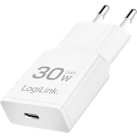 LogiLink USB-C charger. 30 W. GaN. 1-port. 1x USB-C (PD). Slim Version