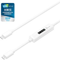 j5create JUCP14 USB-C™ 2.0 to USB-C™ Cable With OLED Dynamic Power Meter, White, 1.2 m