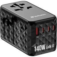 Verbatim UTA-10 140W GaN III Universal Travel Adapter with 2 x USB-C P