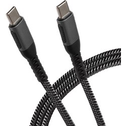 Maplin USB-C To USB-C 60W Pd Braided Cable - Silver - 0.25M