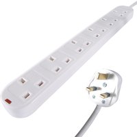 connektgear 2m 6 Way Surge Protected Power Extension Block - UK Plug t