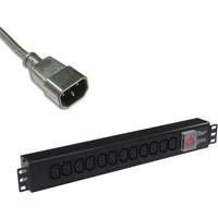 POWERDATA 12 WAY 19 INCH RACK PDU IEC SKTS TO C14 PLG - HORIZONTAL