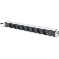 Digitus aluminum outlet strip. 8 safety outlets. 2 m supply safety plu
