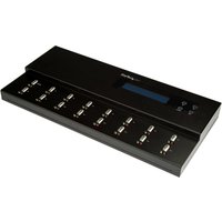 StarTech.com Standalone 1 to 15 USB Thumb Drive Duplicator and Eraser, Multiple USB Flash Drive Copier, System and File and Whole-Drive Copy at 1.5 GB/min, Single and 3-Pass Erase, LCD Display - TAA